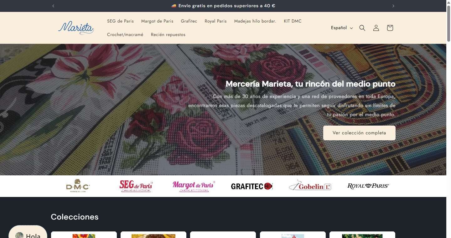 Portada de la tienda de Mercería Marieta
